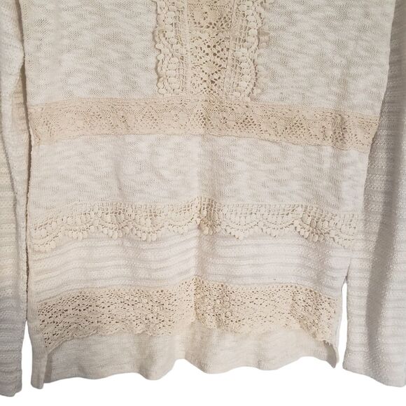 Anthropologie One September Sweater Small Crocheted Heirloom Creme Lace - Picture 6 of 16